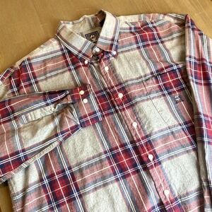 Cinch Mens Shirt XL Red Gray Cotton Long Sleeve Button-Down Plaid Cowboy Western